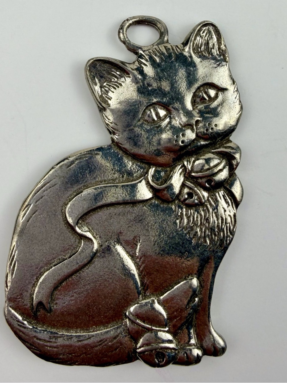 SEAGULL PEWTER Canada Vintage 1988 Cat Christmas Ornament 2.5 in